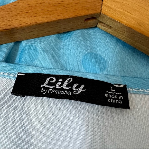 Lily by Firmiana Flamingo Polka Dot Top SZ L Short Sleeve - Picture 3 of 9